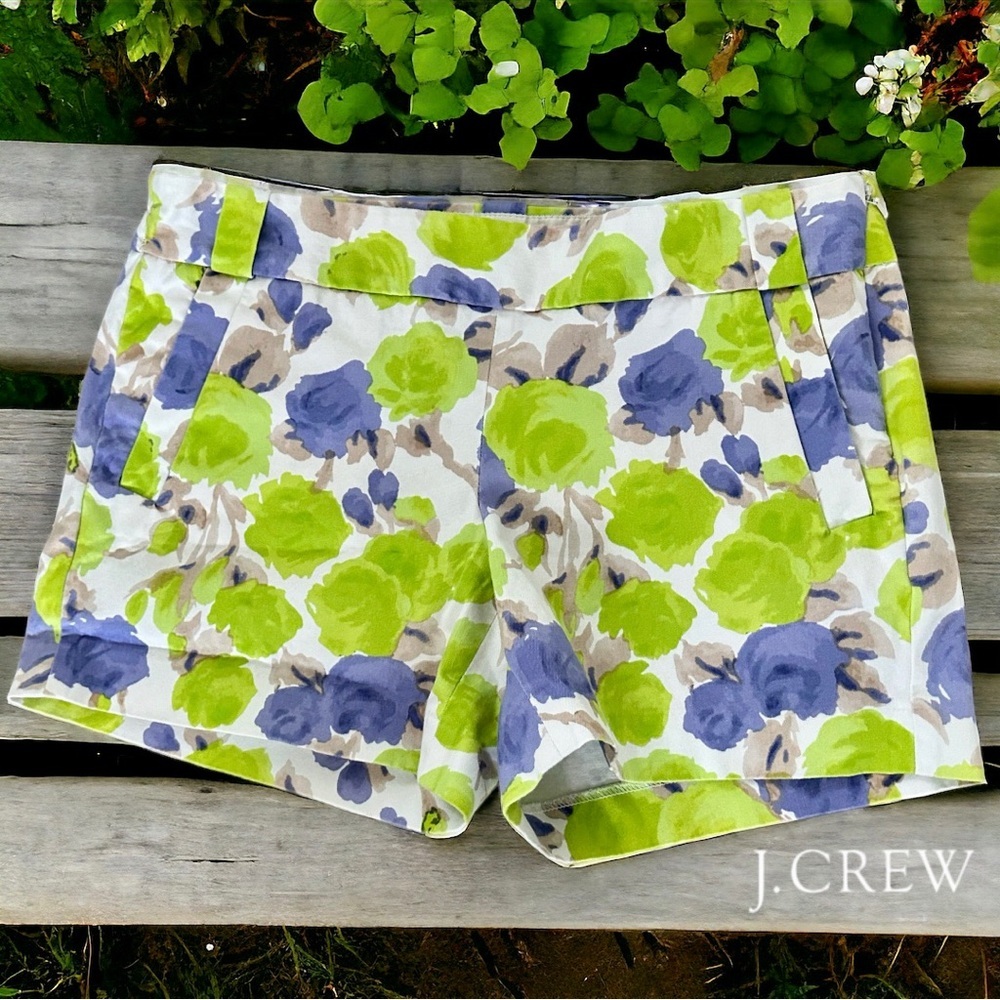 J. Crew Floral Women Shorts - Green and Blue